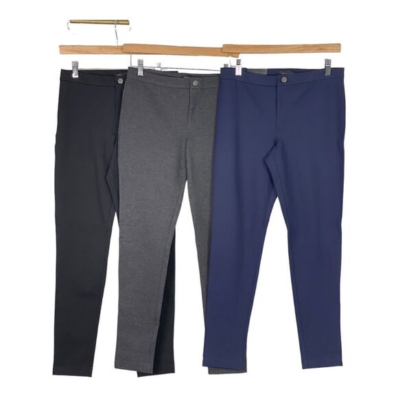 BANANA Republic 3 piece Mid rise Ponte Stretch Leggings in Black , Gray & Navy - Picture 2 of 12